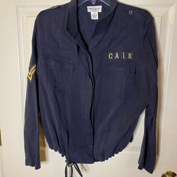 For The Republic Denim Navy Military Style Women’s Jacket - Picture 2 of 8